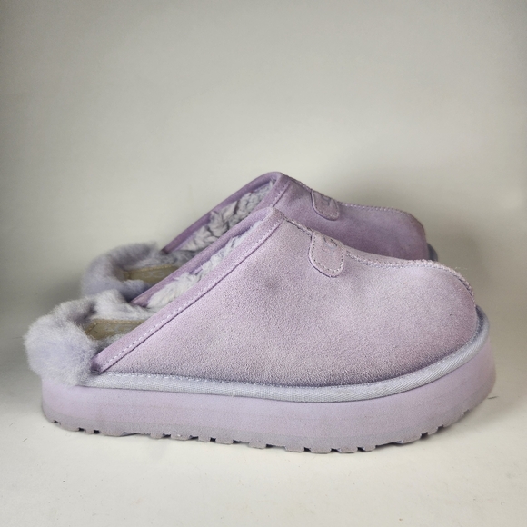 UGG Womens Discoquette Slipper 7 Purple Leather Shearling House Shoes Cozy Clogs - Picture 5 of 11